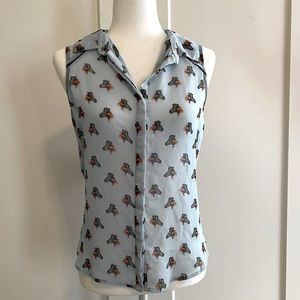 Chloe K Sz Medium Zebra Print Sheer Button Up Back Cutout